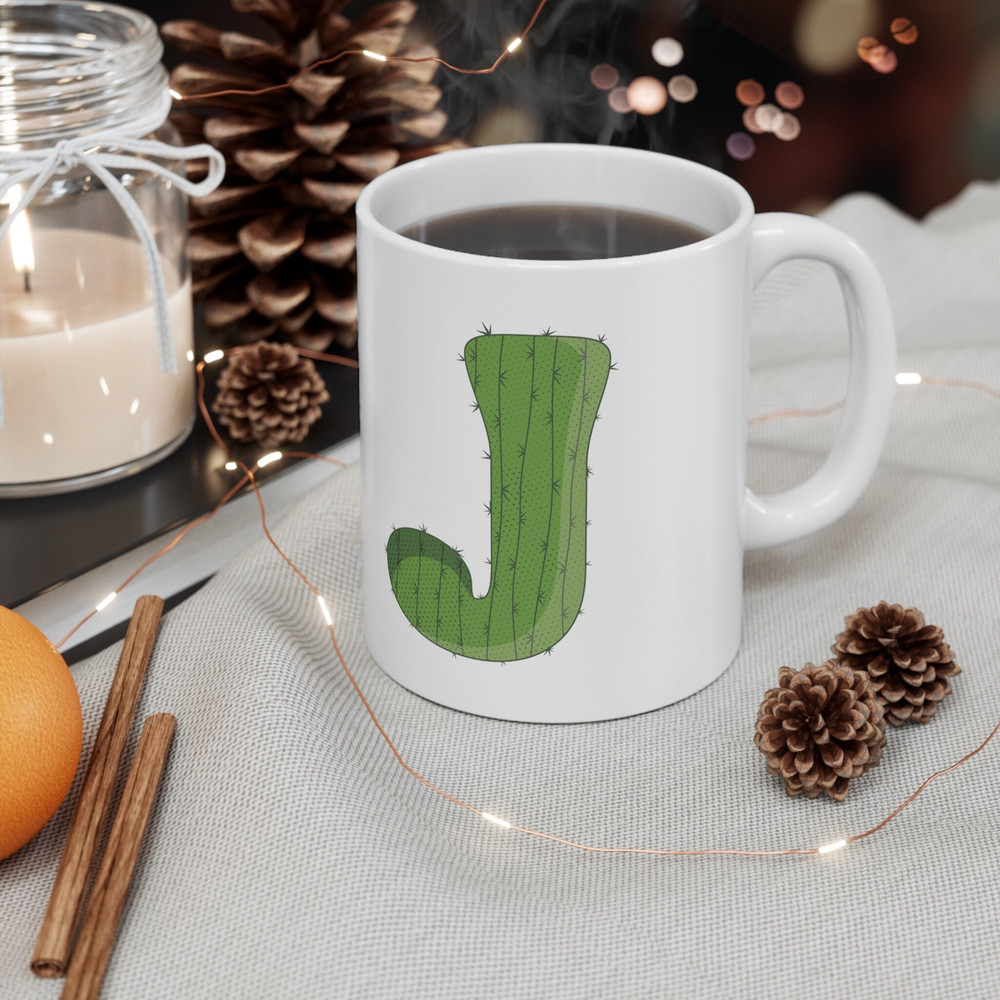 Letter J Green Initial Mug Letter Mug Cup Initial J Personalized Initial Mug Alphabet Mug Letter Mug Gift for Loved Ones 11oz - 7.jpg