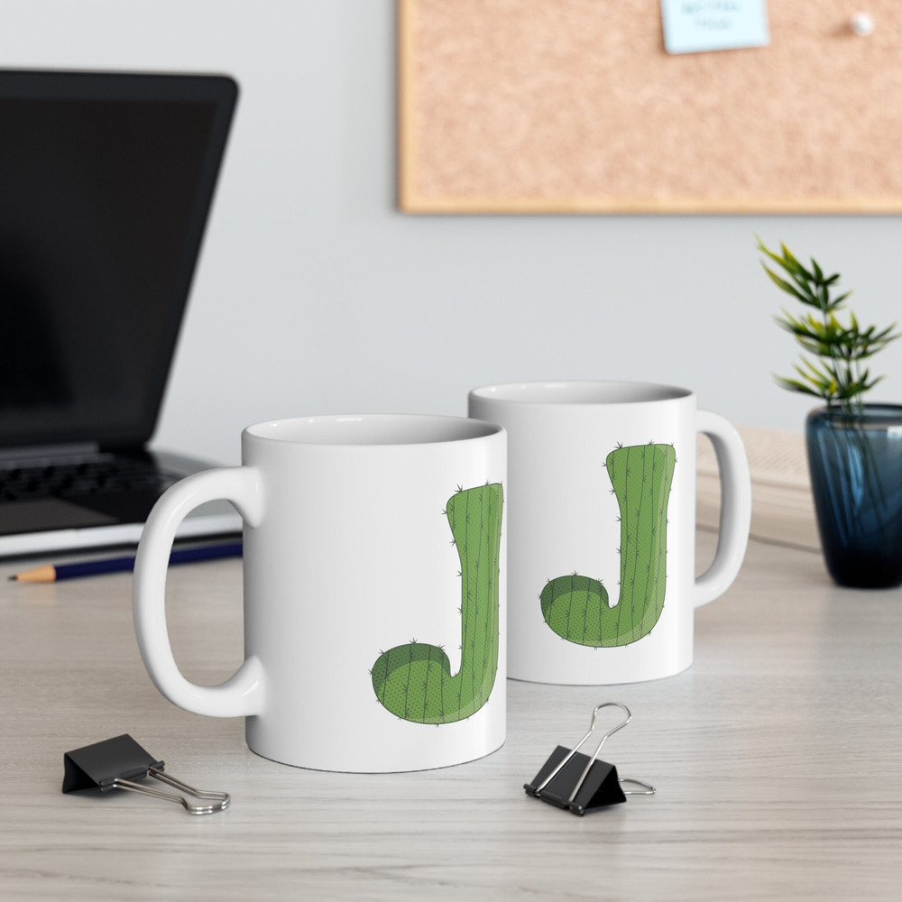 Letter J Green Initial Mug Letter Mug Cup Initial J Personalized Initial Mug Alphabet Mug Letter Mug Gift for Loved Ones 11oz - 8.jpg
