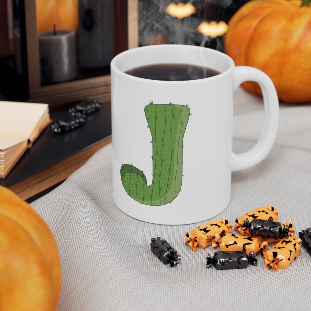 Letter J Green Initial Mug Letter Mug Cup Initial J Personalized Initial Mug Alphabet Mug Letter Mug Gift for Loved Ones 11oz - 9.jpg