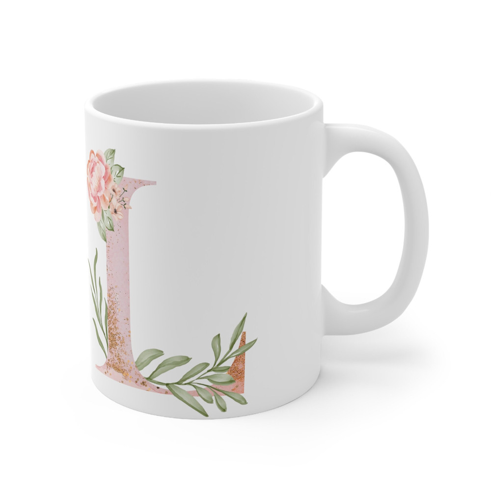 Letter L Floral Alphabet Coffee Mug Name Begins with L Initial Mug Initial Coffee Cup Birthday Gift Watercolor Flowers Mug 11oz - 10.jpg