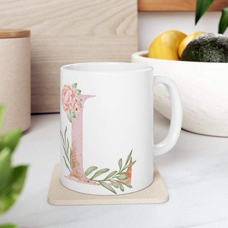Letter L Floral Alphabet Coffee Mug Name Begins with L Initial Mug Initial Coffee Cup Birthday Gift Watercolor Flowers Mug 11oz - 9.jpg