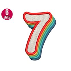 retro embroidery numbers embroidery design, font, number seven, machine embroidery pattern, instant download