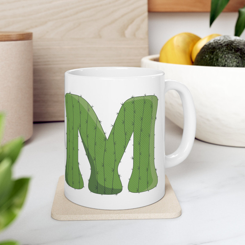 Letter M Green Initial Mug Letter Mug Cup Initial M Personalized Initial Mug Alphabet Mug Letter Mug Gift for Loved Ones 11oz - 1.jpg