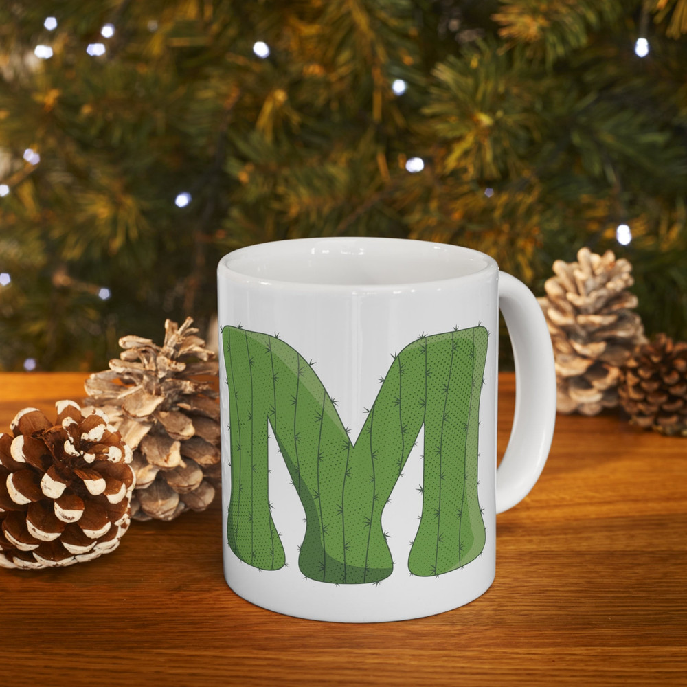 Letter M Green Initial Mug Letter Mug Cup Initial M Personalized Initial Mug Alphabet Mug Letter Mug Gift for Loved Ones 11oz - 4.jpg