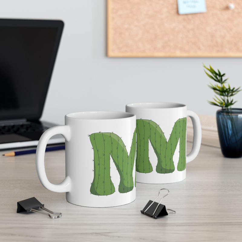 Letter M Green Initial Mug Letter Mug Cup Initial M Personalized Initial Mug Alphabet Mug Letter Mug Gift for Loved Ones 11oz - 5.jpg
