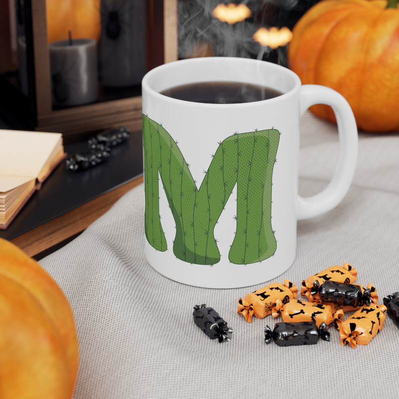 Letter M Green Initial Mug Letter Mug Cup Initial M Personalized Initial Mug Alphabet Mug Letter Mug Gift for Loved Ones 11oz - 6.jpg