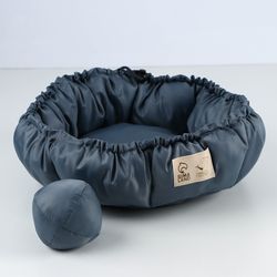 Double-sided cat and dog bed with toy "Shades of Grey" 50-30x12 cm