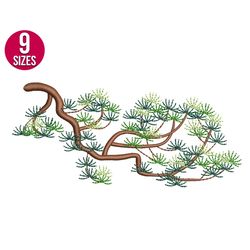 pine branch embroidery design, christmas, machine embroidery file, instant download