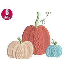 pumpkin embroidery design, fall, autumn machine embroidery file, instant download