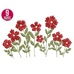wildflowers embroidery design, machine embroidery file, instant download