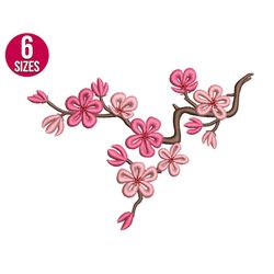 cherry blossom embroidery design, cherry branch, machine embroidery file, instant download