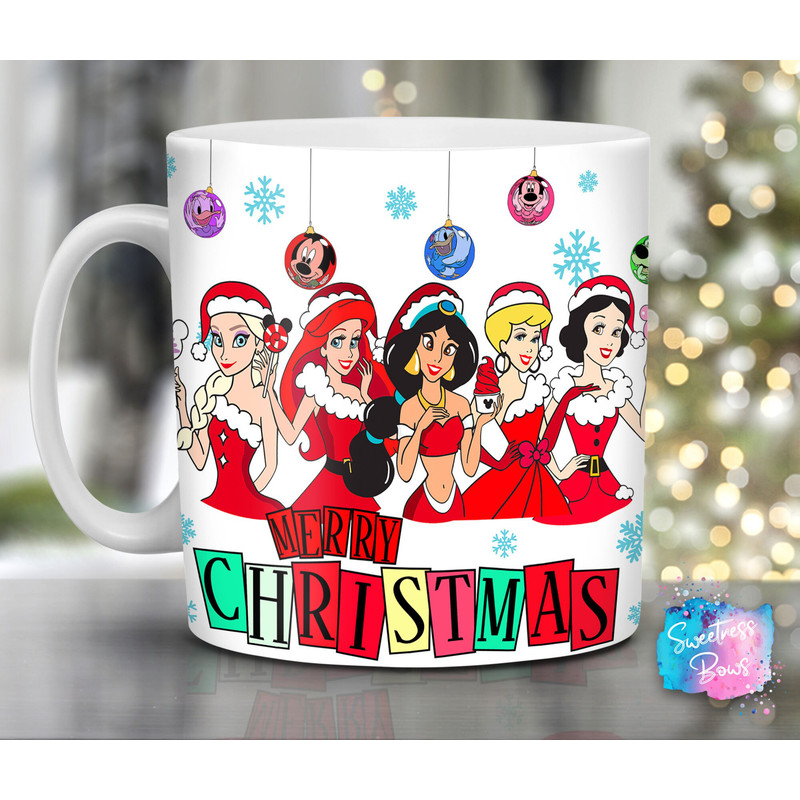 Christmas Princess Mug 11oz & 15oz Wrap Png Sublimation Instant Download, Christmas Mug Design, Xmas Mug Wrap Png, Cup Designs - 1.jpg