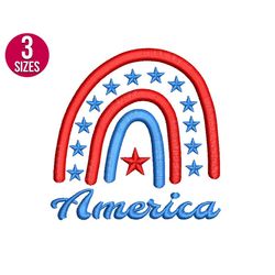 america rainbow embroidery design, usa flag, july 4th, american machine embroidery file