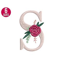 floral font flower alphabet s letter embroidery design, machine embroidery file, instant download