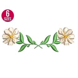 floral wreath embroidery design, laurel, machine embroidery pattern, instant download