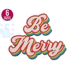 be merry machine embroidery design, merry christmas, xmas, retro, instant download