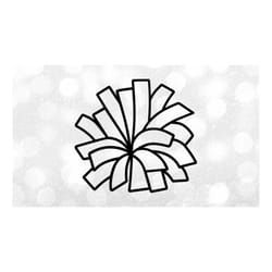 sports clipart: black outline of cheerleader pom pom for cheer / cheering / cheerleading / poms and more - digital down