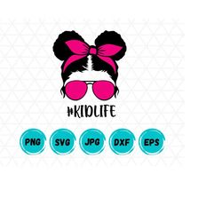 messy bun svg, kid life svg, messy bun hair svg, messy bun skull svg, messy bun cut file cricut, silhouette, dxf, png, eps