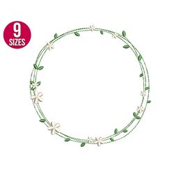 daisy wreath embroidery design, daisy flower, monogram, floral frame, machine embroidery file