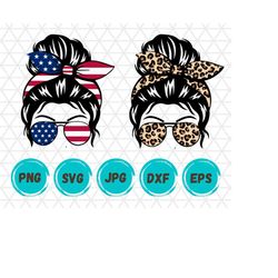 leopard mom svg, american mom svg, moms life svg, messy bun mom svg, messy bun hair svg, headband moms life svg, cut file cricut, silhouette