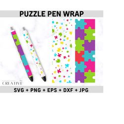 Pen Wrap SVG PNG, Puzzle Pen wrap svg, Pen Wrap Pattern, Glitter Pen Digital Template, Pen Wraps for Vinyl, Epoxy Pen Wrap, Instant Download