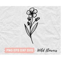 wildflowers svg, hand drawn, floral svg, wild flower svg, bouquet svg, botanical clipart, flower svg png