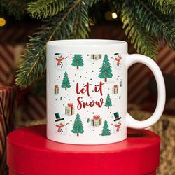 christmas let it snow, christmas snow mug, unique holiday gift