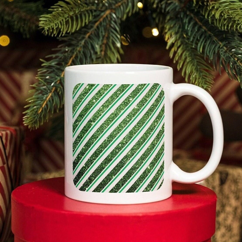 Christmas Candy Cane, Green Candy Mug, Unique Holiday Gift, Christmas Cheer Mug, Festive Coffee Mug, Holiday Drinkware, Christmas present - 1.jpg