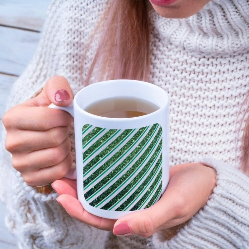 Christmas Candy Cane, Green Candy Mug, Unique Holiday Gift, Christmas Cheer Mug, Festive Coffee Mug, Holiday Drinkware, Christmas present - 2.jpg