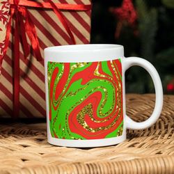 christmas marble gold, christmas swirl mug, cute coffee mug