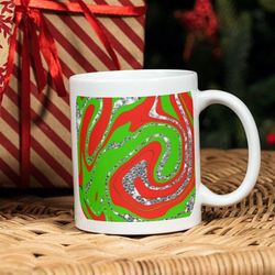 christmas marble silver, christmas swirl mug, cute coffee mug