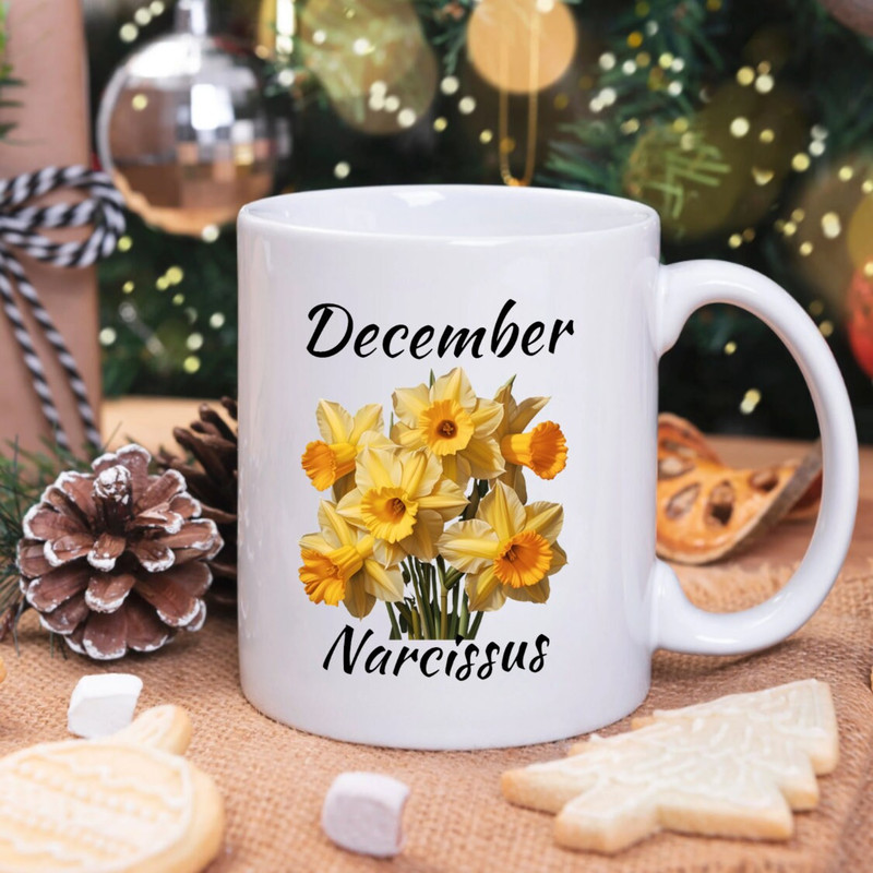 December Birth Flower Mug, Narcissus Flower Mug, Birth Flower Gift for Women, December Birthday, Birthday Flower Gift, Jonquil Flower Mug - 2.jpg