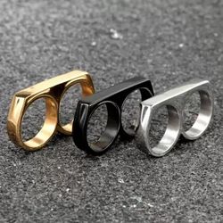 two finger double ring - unisex ring