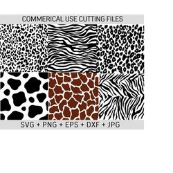 animal print svg bundle, leopard print svg, cheetah print svg, tiger print svg, zebra print svg, cow print svg, giraffe pattern svg