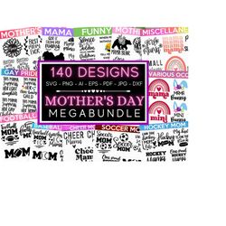 mother's day mega bundle, mom svg bundle, 140 designs, heather roberts art bundle, mother's day designs, cut files cricu