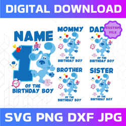 personalized blues clues birthday family of the birthday boy svg,  blues clues birthday png, custom name birthday family