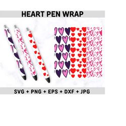 Pen Wrap SVG PNG, Heart Pen wrap svg, Pen Wrap Patterns, Glitter Pen Digital Template, Pen Wraps for Vinyl, Epoxy Pen Wrap, Instant Download