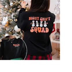 Christmas Nurse Shirt, Custom Night Shift Nurse Tee, Snowman Shirt, Snowman Shirt For Nurse, Boo Crew Shirt, Nursing Stu