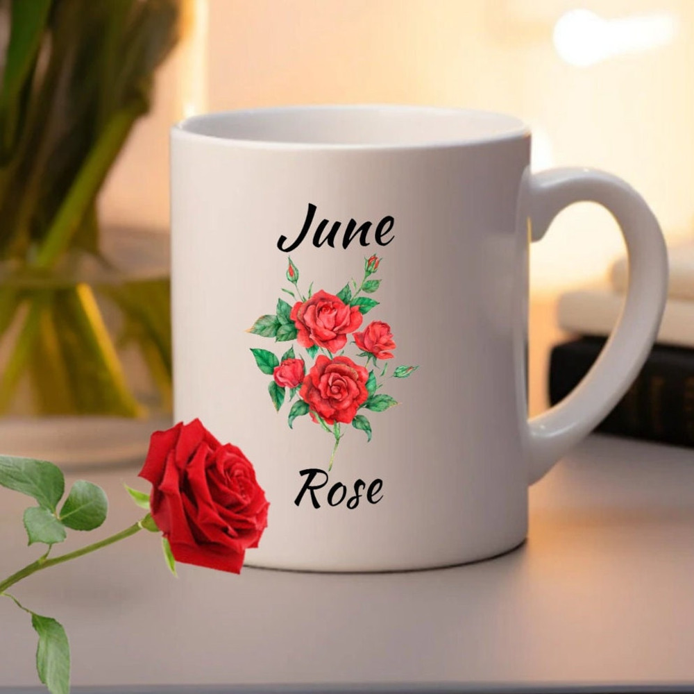 June Birth Flower Mug, Rose Birth Month Flower Cup, Floral Bridesmaid Proposal Gift, Flower Lover Ceramic Mug, June Birthday Gift - 1.jpg