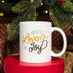 love and joy mug, christmas joy mug, unique holiday gift
