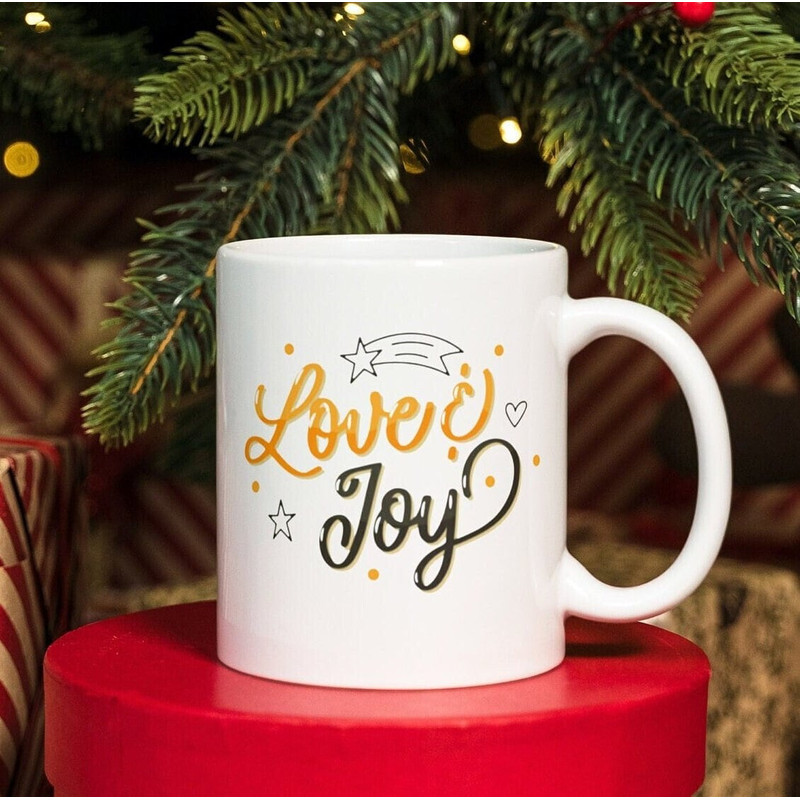 Love and Joy Mug, Christmas Joy Mug, Unique Holiday Gift, Christmas Cheer Mug, Festive Coffee Mug, Holiday Drinkware, Christmas Present Mug - 1.jpg