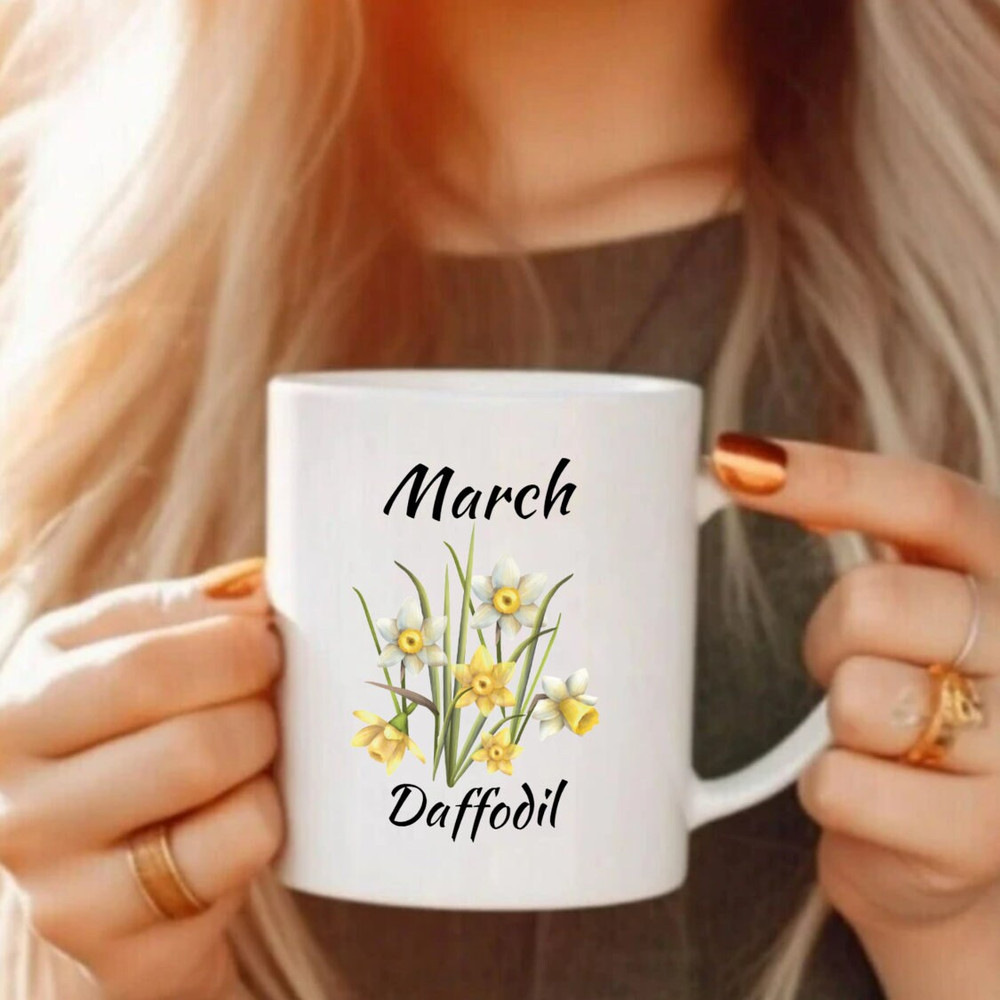March Birth Flower Mug, Daffodil Birth Month Flower Cup, Floral Bridesmaid Proposal Gift, Flower Lover Ceramic Mug, March Birthday Gift - 2.jpg