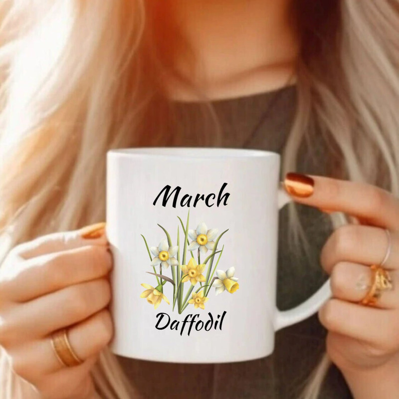 March Birth Flower Mug, Daffodil Birth Month Flower Cup, Floral Bridesmaid Proposal Gift, Flower Lover Ceramic Mug, March Birthday Gift - 2.jpg