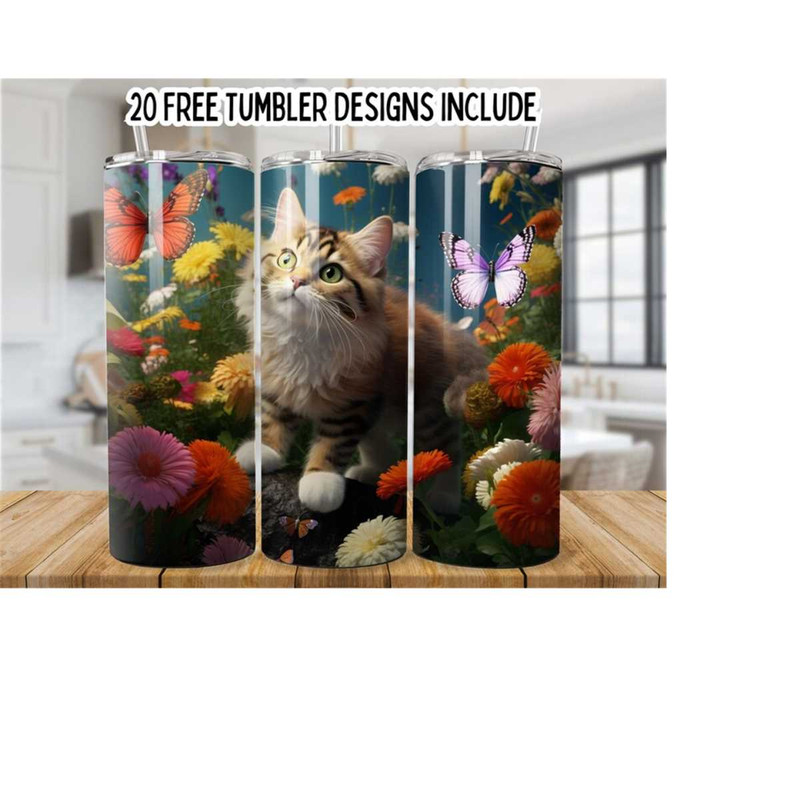 25102023161335-cat-with-flowers-and-butterfly-20oz-skinny-tumbler-wrap-image-1.jpg