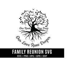Our Roots Run Deep Shirt Design SVG - Family Reunion Tree SVG Custom with Family Name - tree of life svg