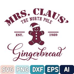 Mrs Claus Gingerbread Christmas Svg, Women Christmas Svg, Funny Christmas Gift, Womens Svg, Retro Christmas