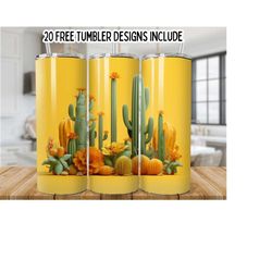cactus 20oz skinny tumbler wrap, cactus designs png, straight seamless graphics tumbler wrap png, instant digital download