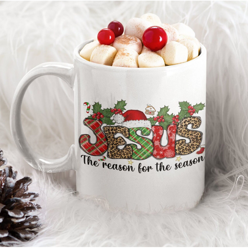 Celebrate the Savior's Birth Christian Christmas Mug Featuring Jesus, the Reason for the Holiday - 1.jpg