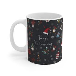 personalised christmas mug gift, hot chocolate mug, toddler xmas mug
