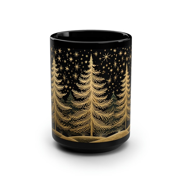 Vintage Christmas Mug, 15oz Christmas Big Mug, Christmas Gift Coffee mug, Linocut style Mug, Christmas lover gift idea, Christmas Gift - 2.jpg